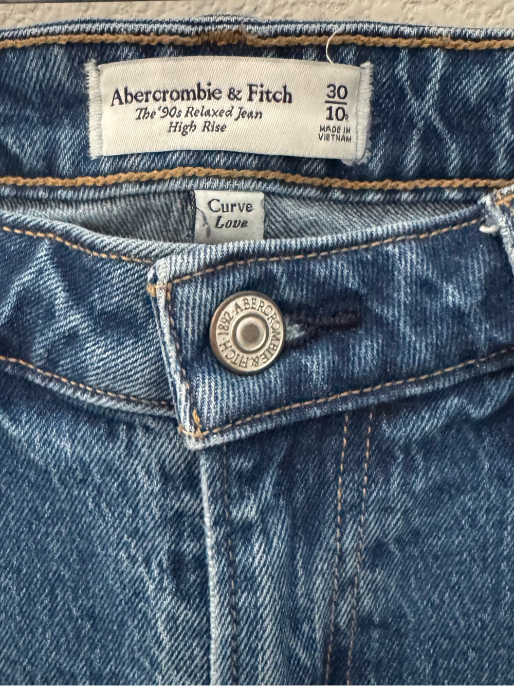 Abercrombie & Fitch 90's Relaxed Jeans Curve Love 30 Straight Classic Minimal - Picture 10 of 10